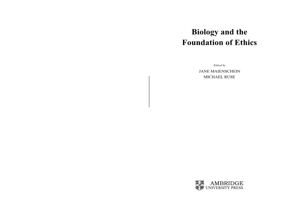 Biology and the Foundation of Ethics