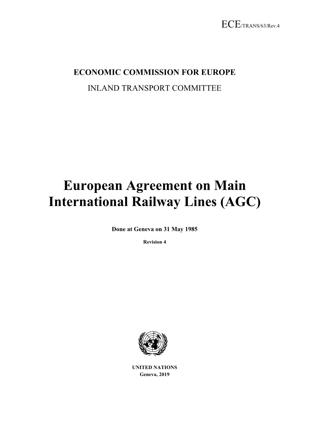 European Agreement on Main International Railway Lines (AGC)