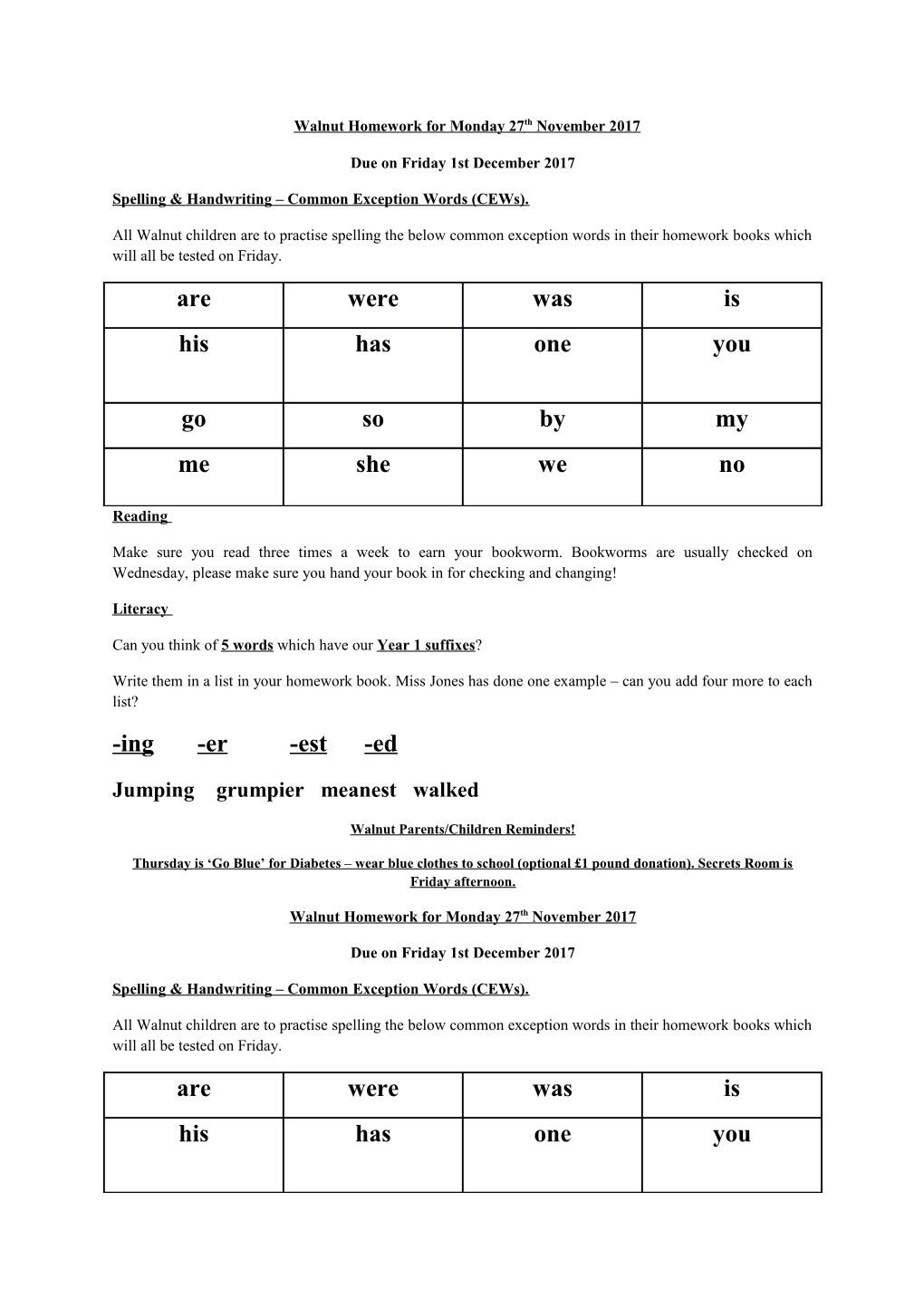 Spelling & Handwriting Common Exception Words (Cews)