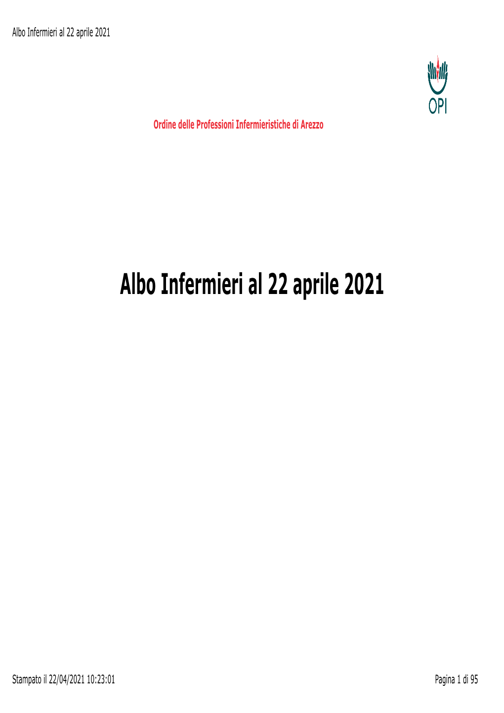 Albo Infermieri Al 22 Aprile 2021