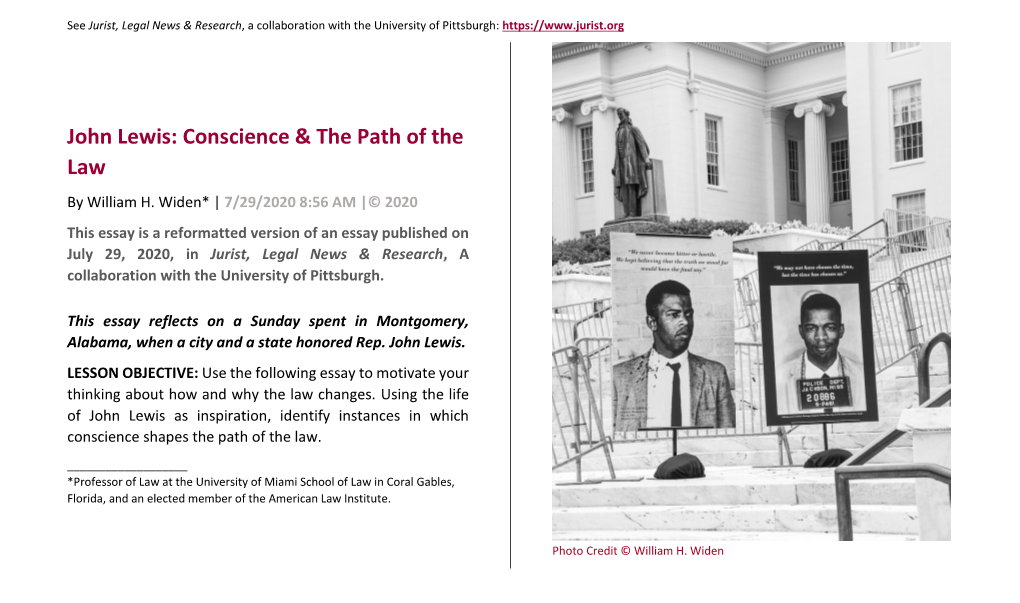 John Lewis: Conscience & the Path of the Law by William H