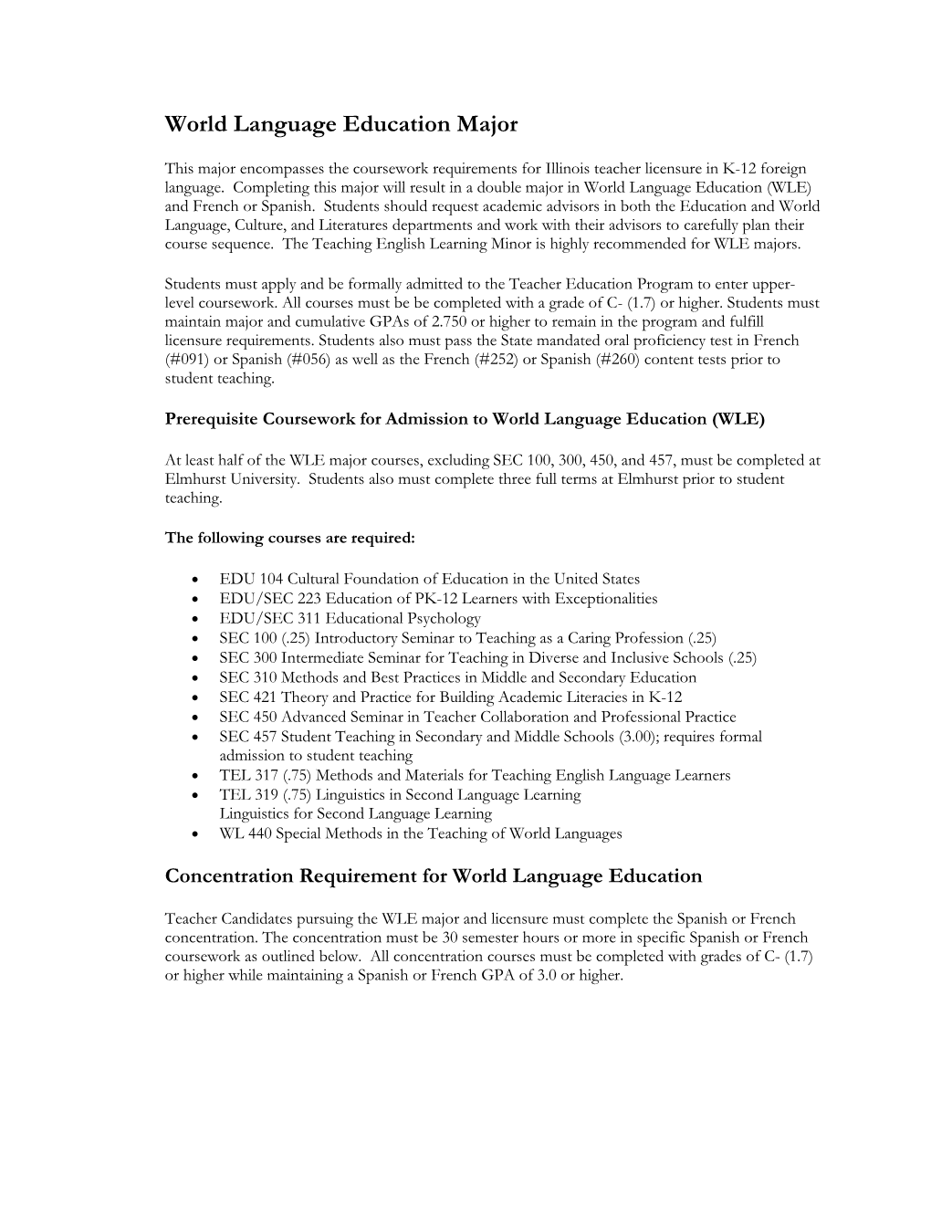 World Language Education Major