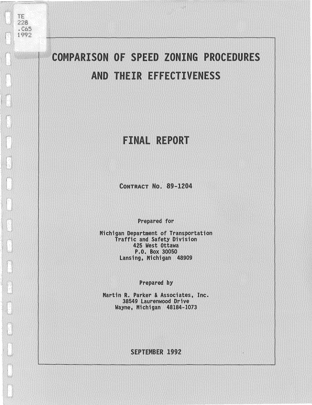 Comparsion of Speed Zoning Procedures and Their Effectiveness