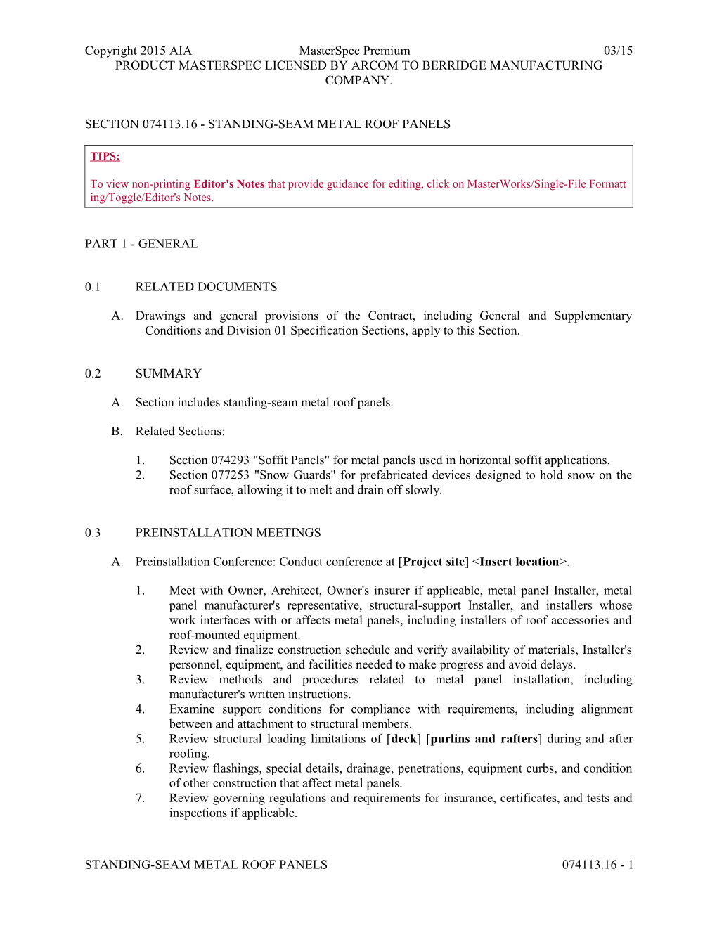 Section 074113.16 - Standing-Seam Metal Roof Panels