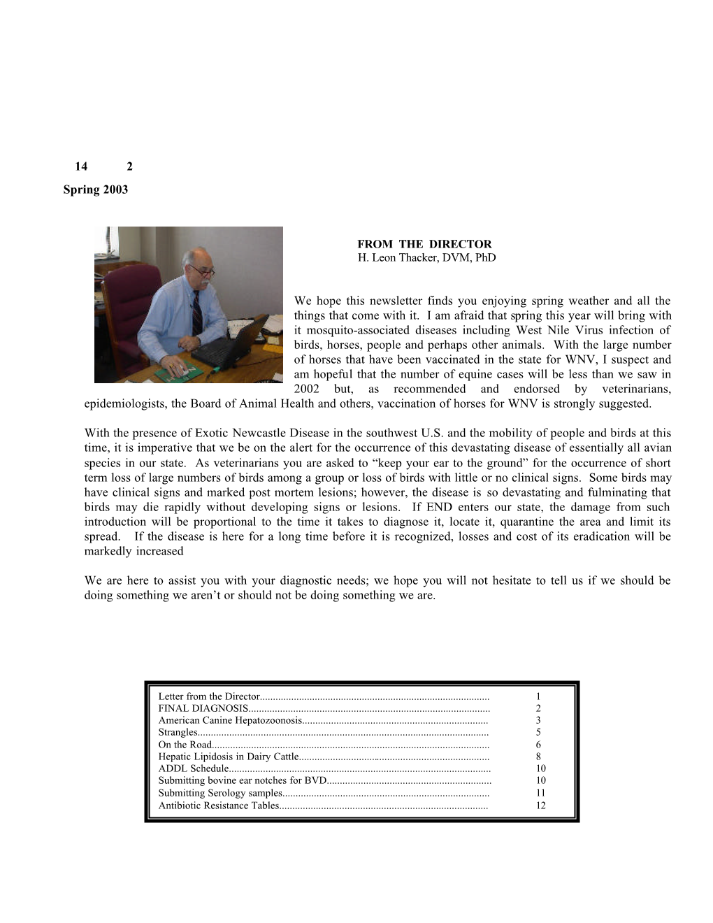 Spring 2003 Newsletter