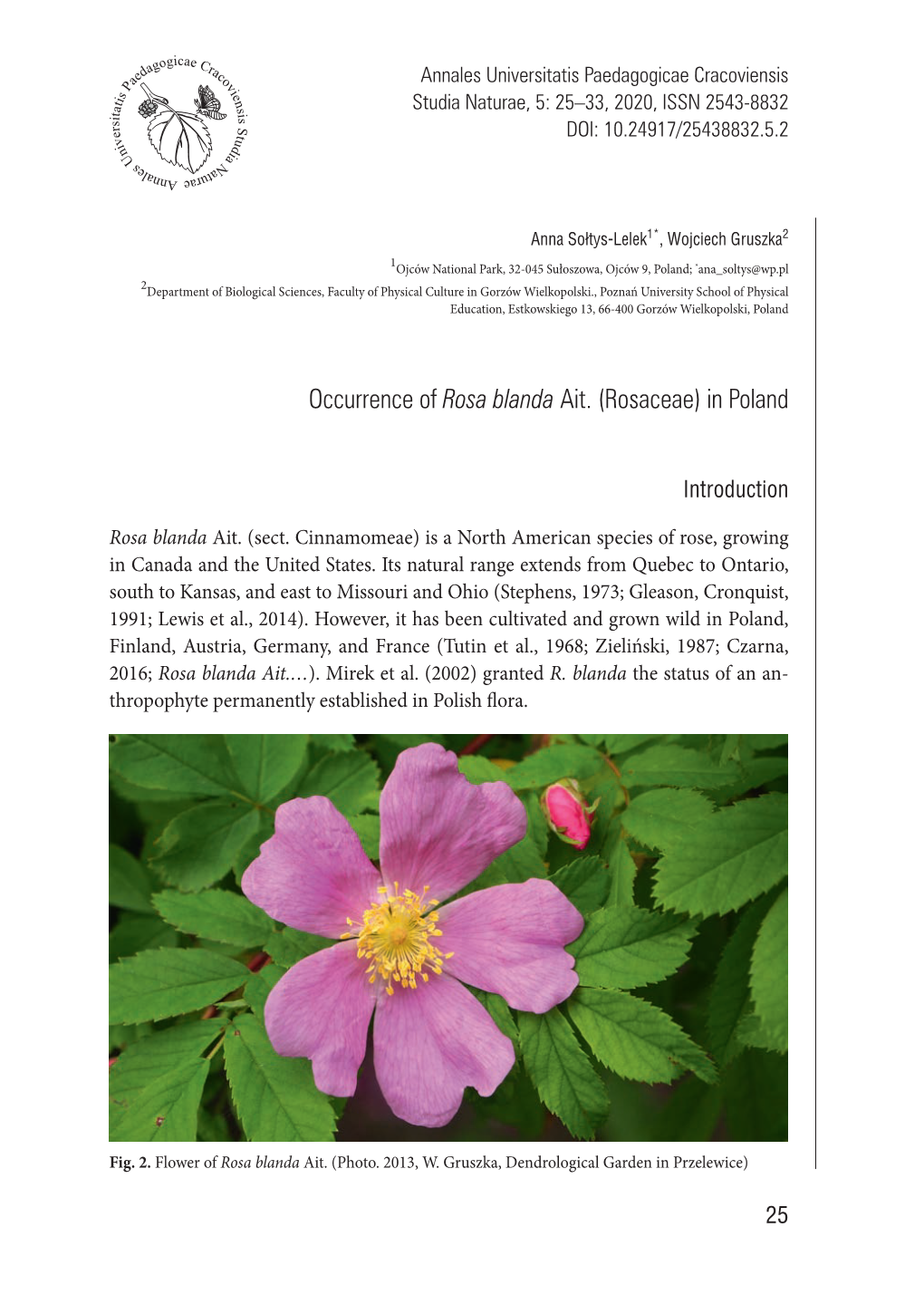 Occurrence of Rosa Blanda Ait. (Rosaceae) in Poland