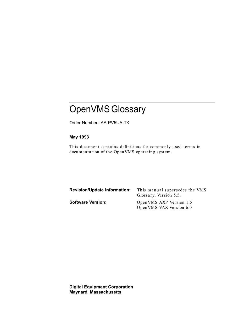 Openvms Glossary