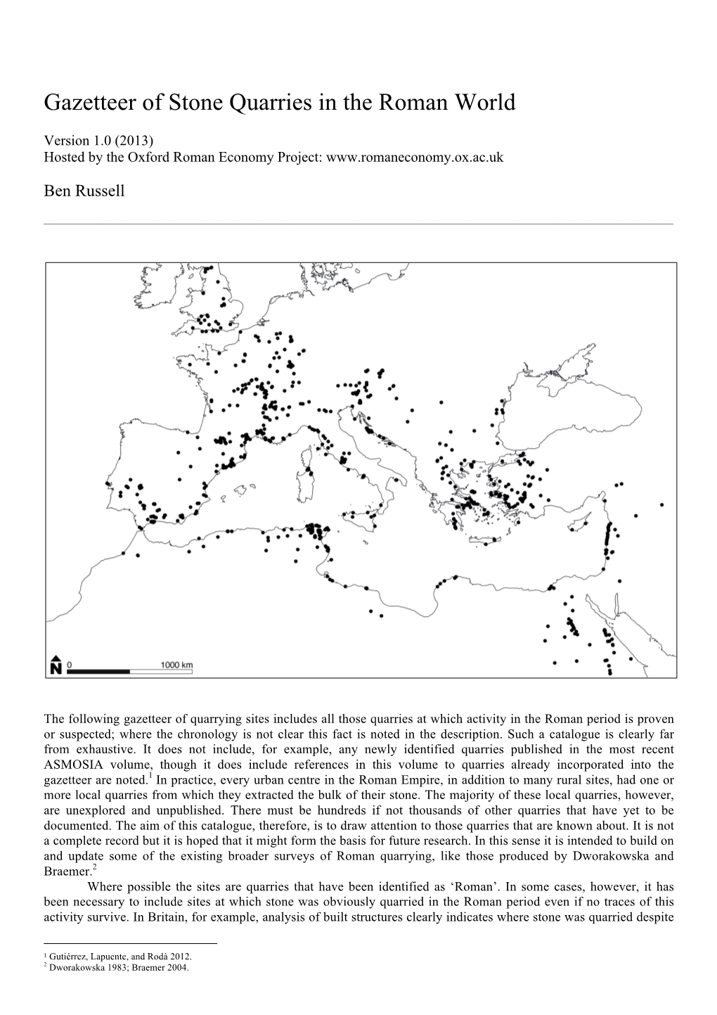 Gazetteer of Stone Quarries in the Roman World