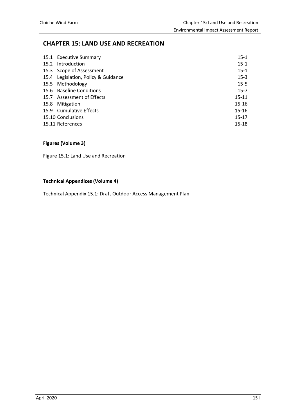 Volume 2 Chapter 15 Land Use and Recreation