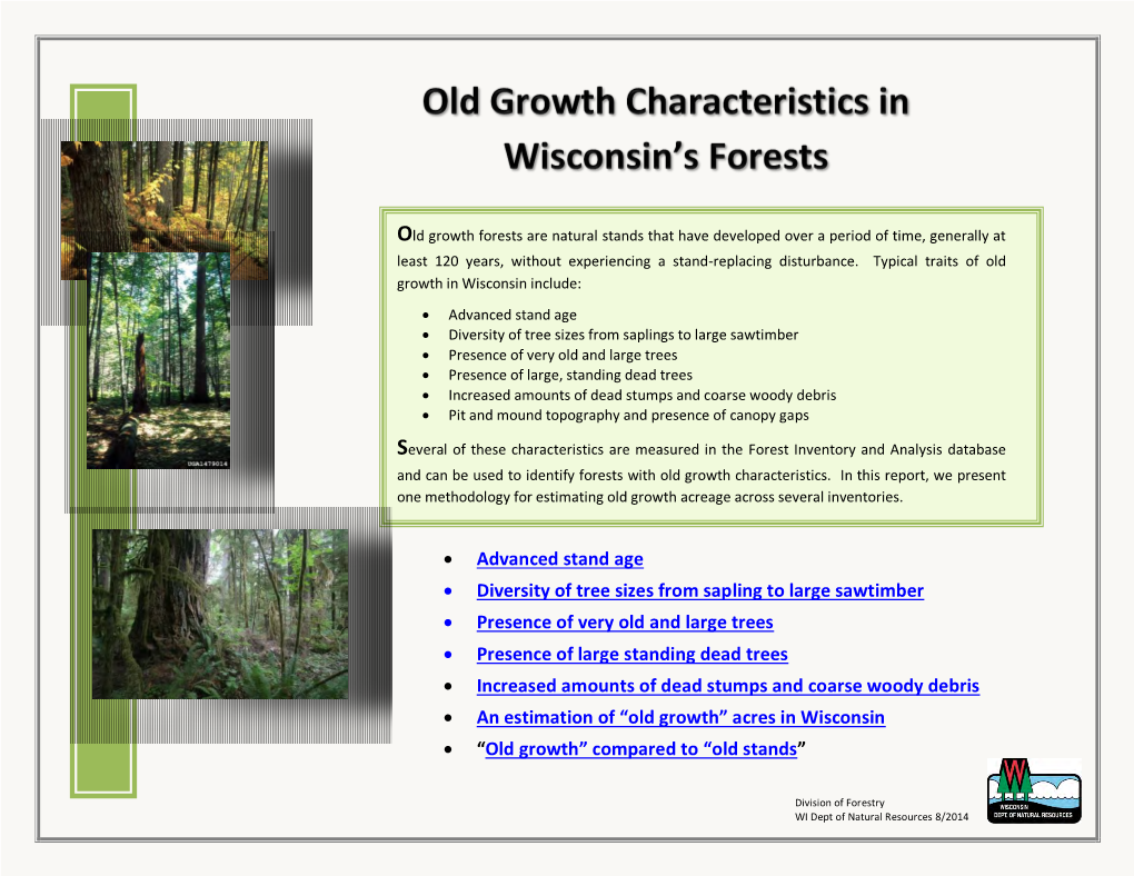 Old Growth Characteristics in Wisconsin's Forests