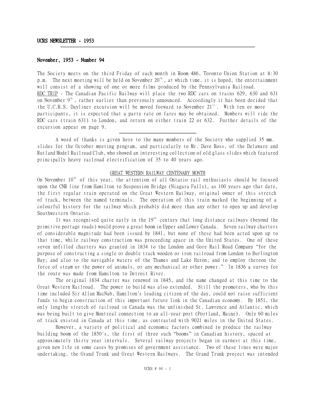 Ucrs Newsletter - 1953 ───────────────────────────────────────────────────────────────