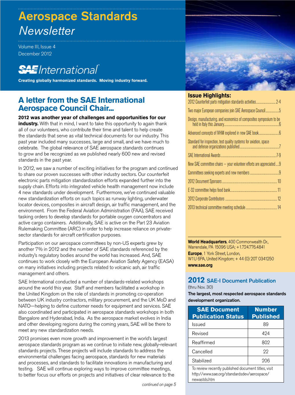 Aerospace Standards Newsletter