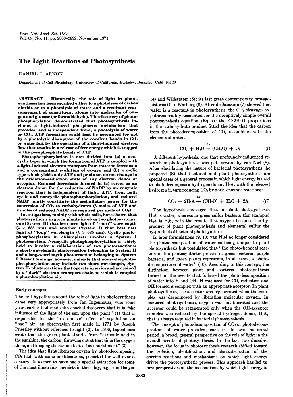 The Light Reactions of Photosynthesis