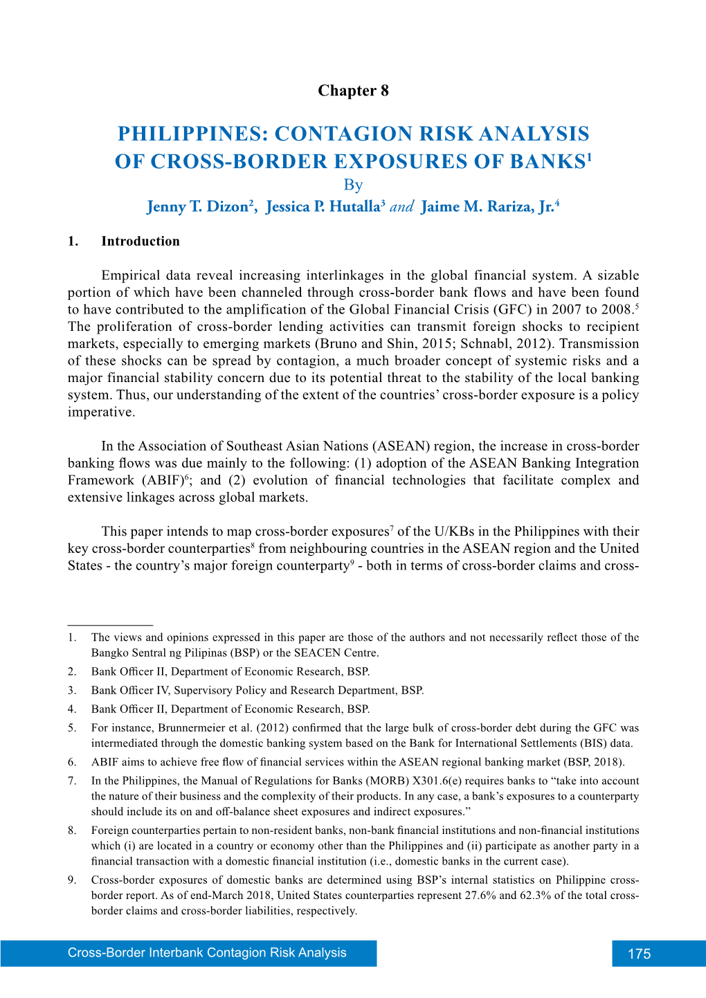 PHILIPPINES: CONTAGION RISK ANALYSIS of CROSS-BORDER EXPOSURES of BANKS1 by Jenny T