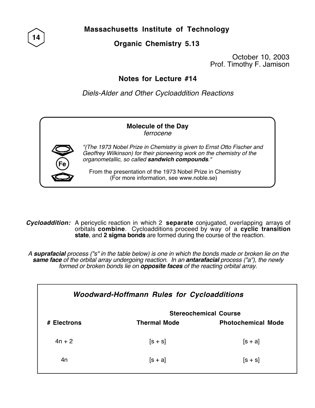 14 Massachusetts Institute of Technology Organic Chemistry 5.13