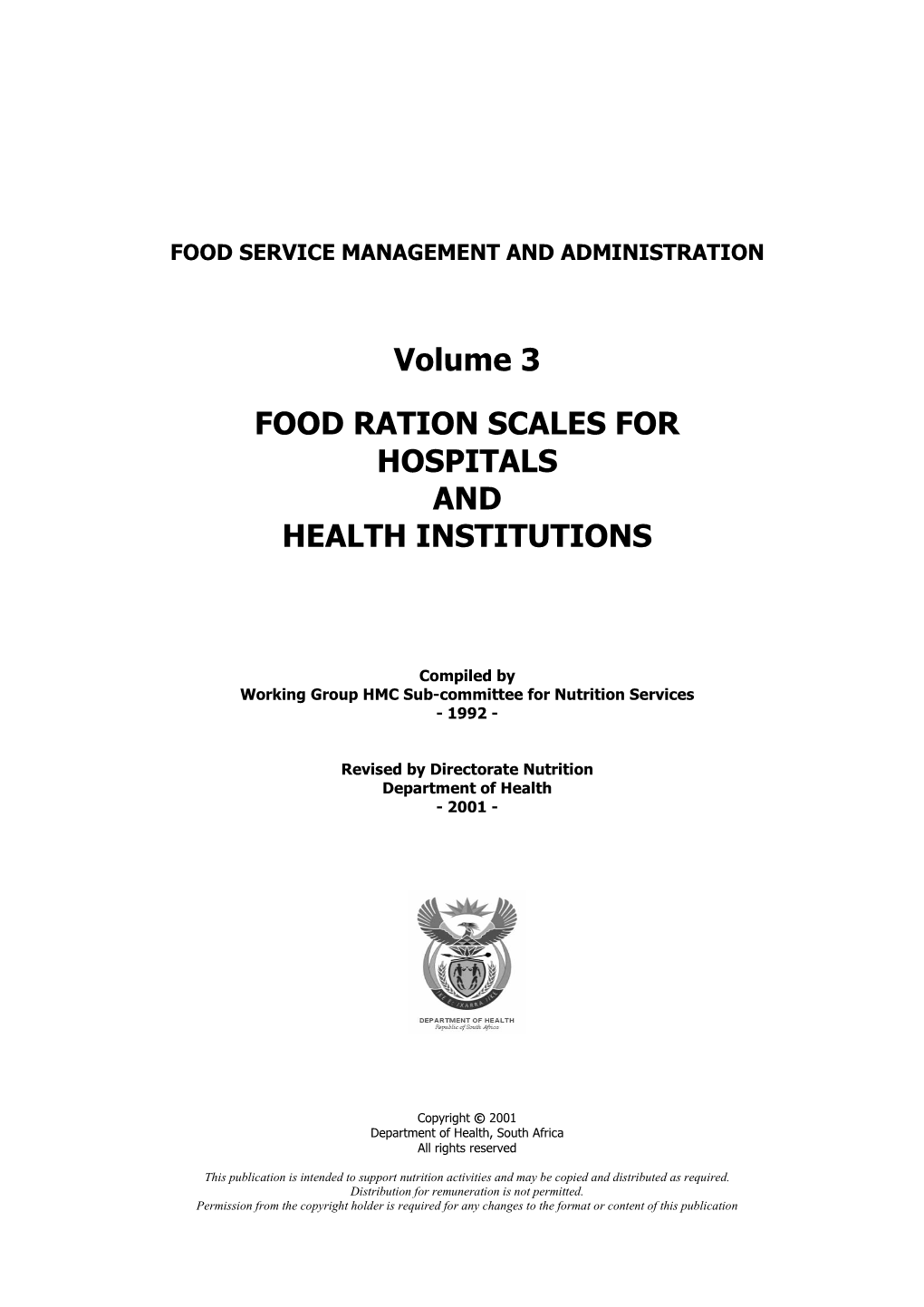 Food Ration Scales for Hospitals And