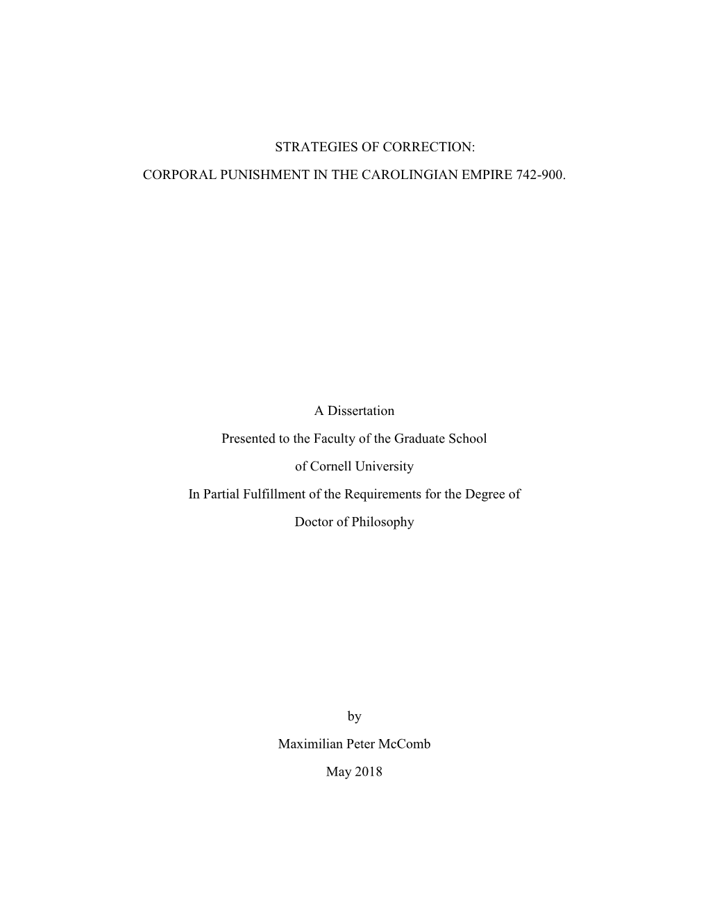 Corporal Punishment in the Carolingian Empire 742-900