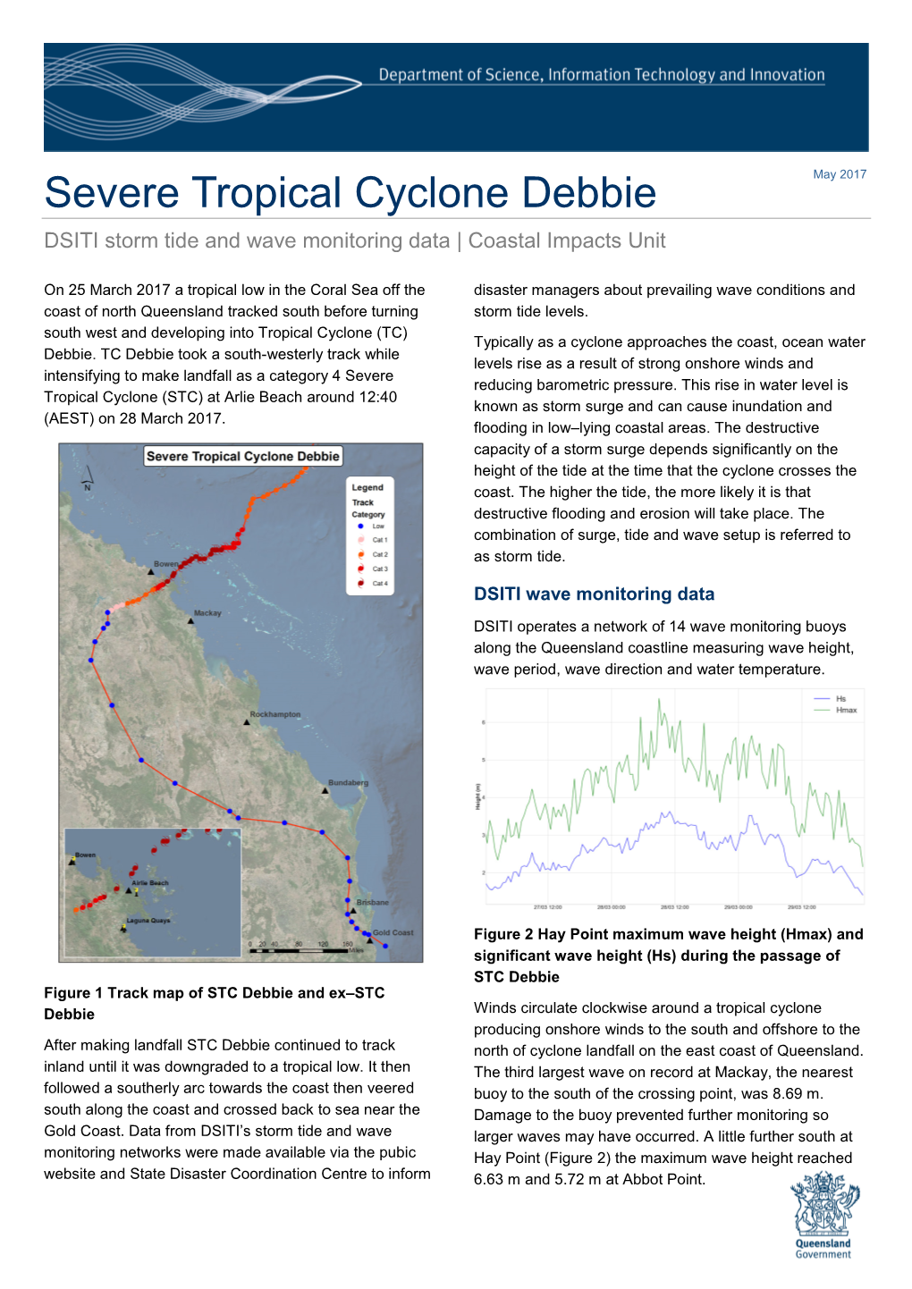 Severe Tropical Cyclone Debbie DSITI Storm Tide and Wave Monitoring Data | Coastal Impacts Unit