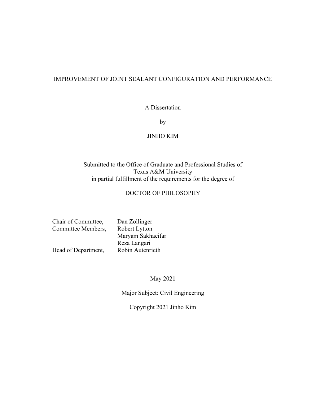 Improvement of Joint Sealant Configuration and Performance