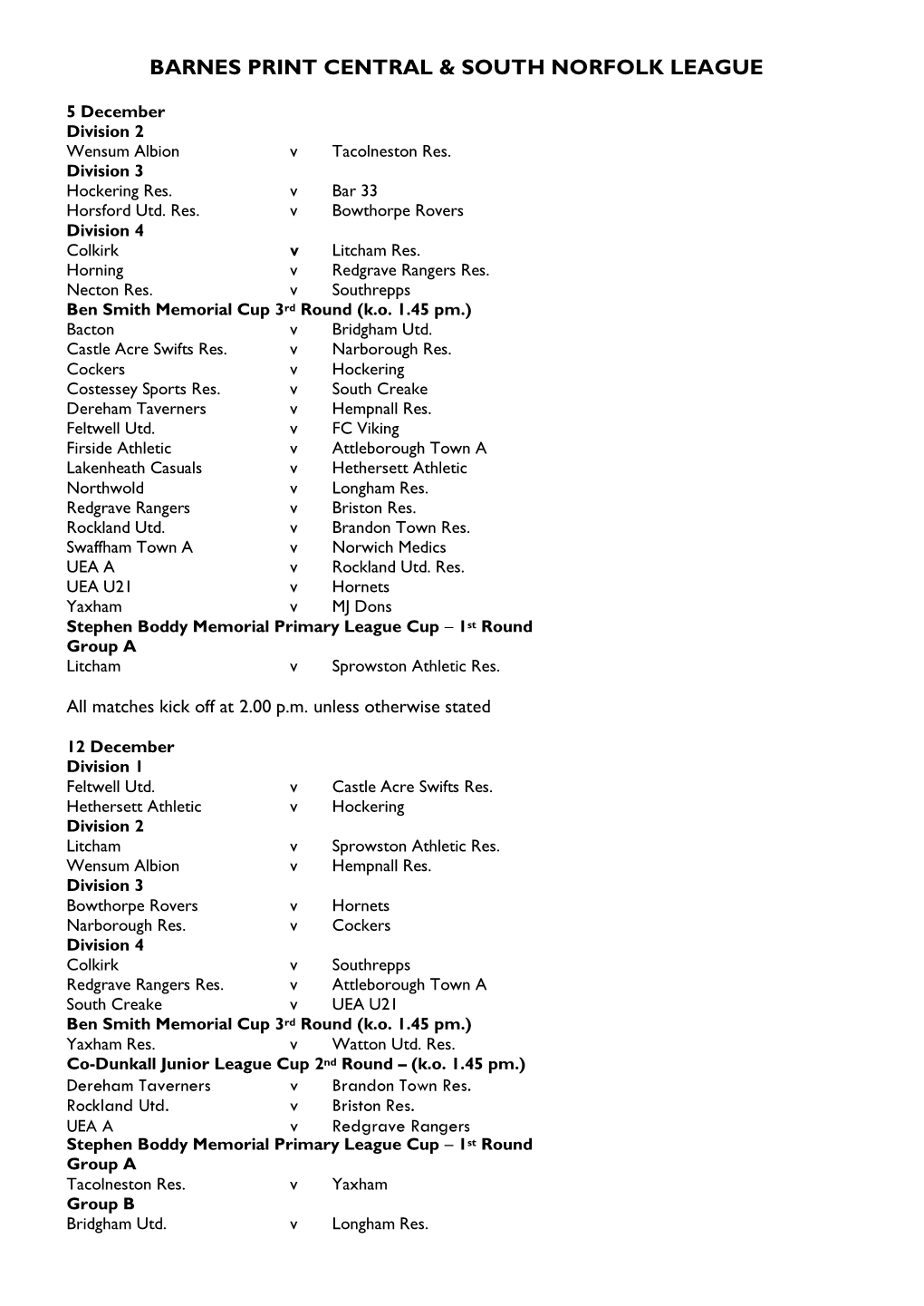 Crown Fire Norwich & South Norfolk District League