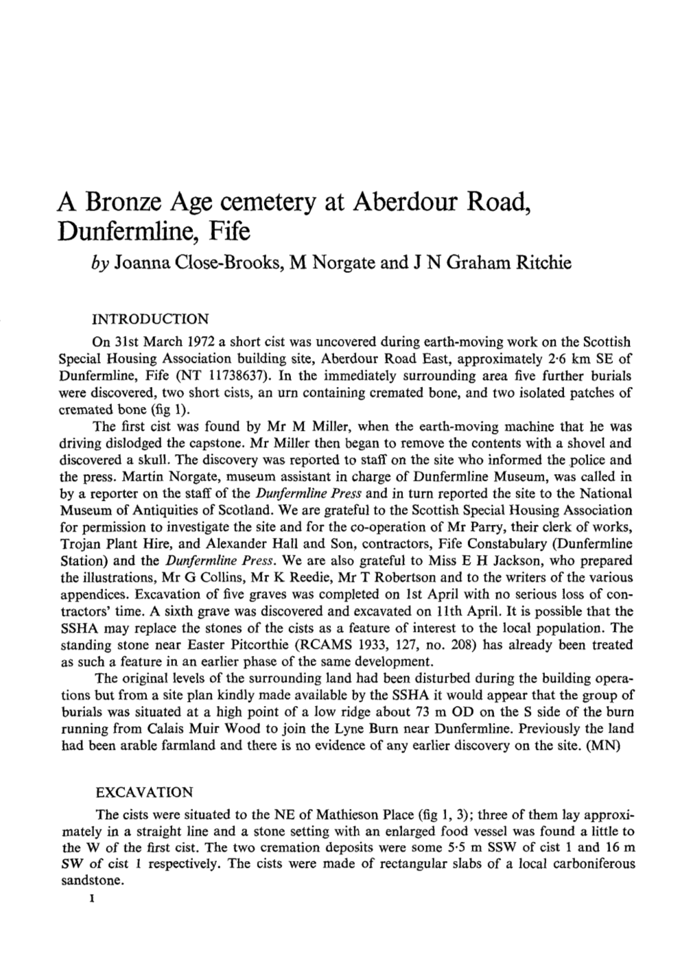 A Bronze Age Cemetery at Aberdour Road, Dunfermline, Fife