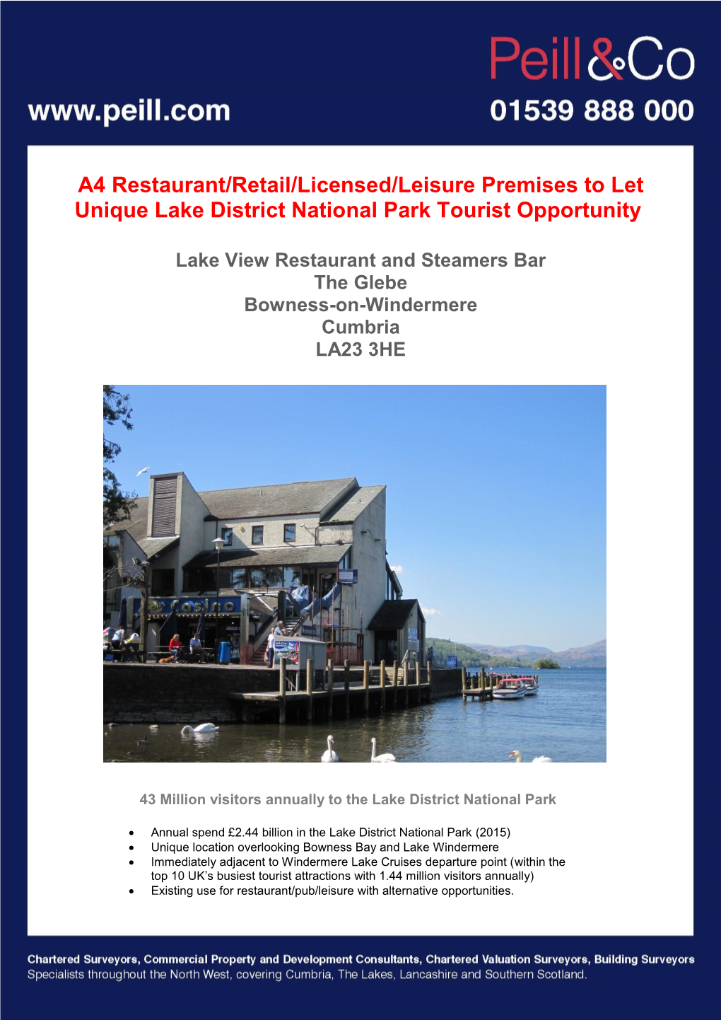 Lake View Restaurant and Steamers Bar the Glebe Bowness-On-Windermere Cumbria LA23 3HE