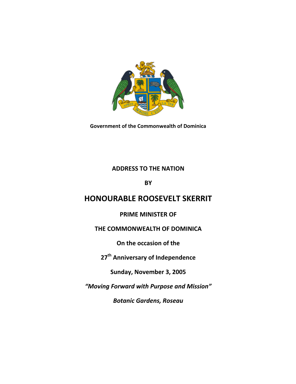 Honourable Roosevelt Skerrit