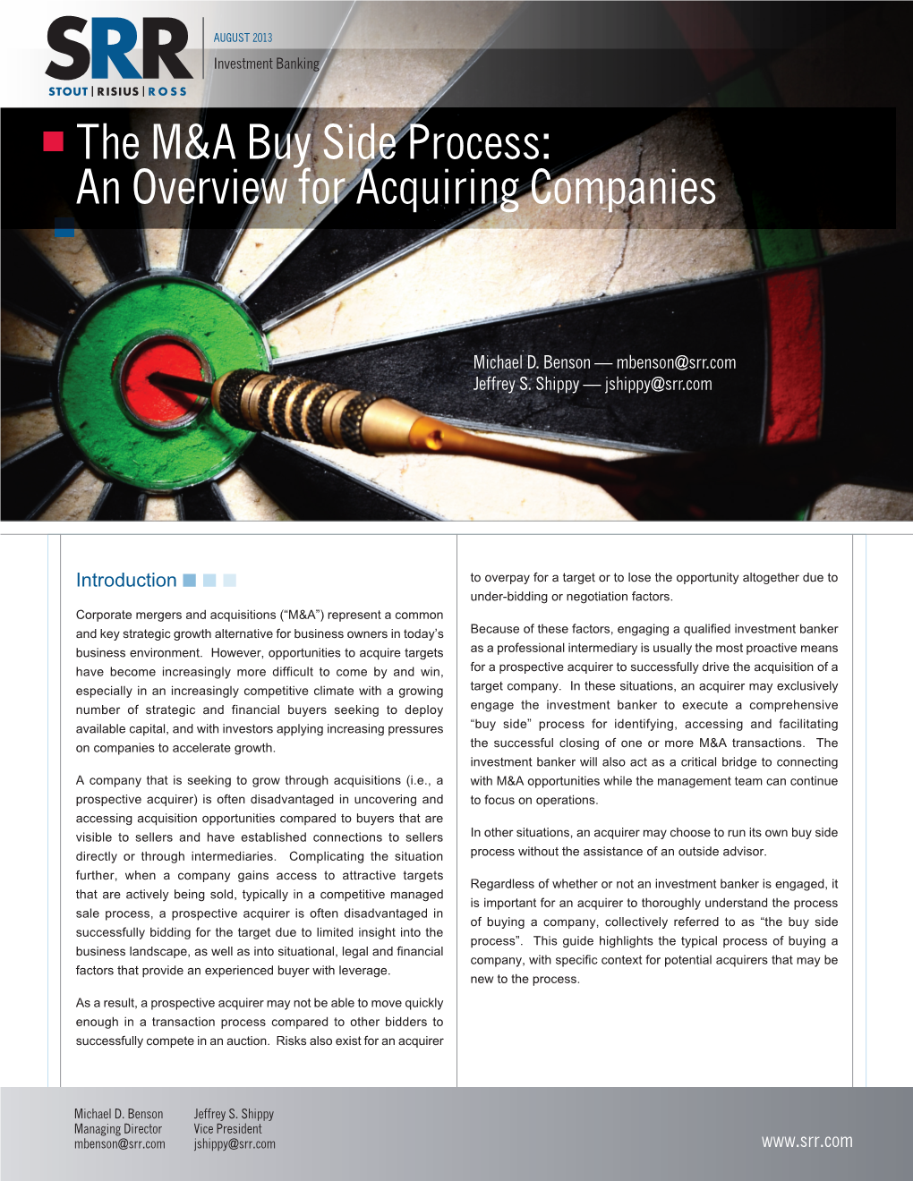 The M&A Buy Side Process: an Overview for Acquiring Companies