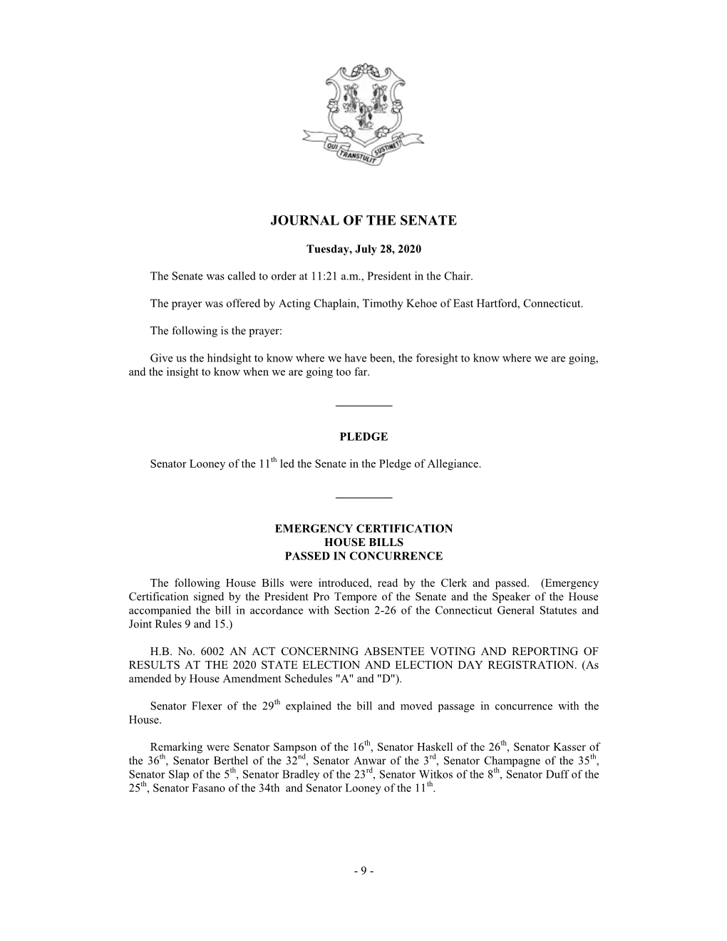 Journal of the Senate 07/28/2020