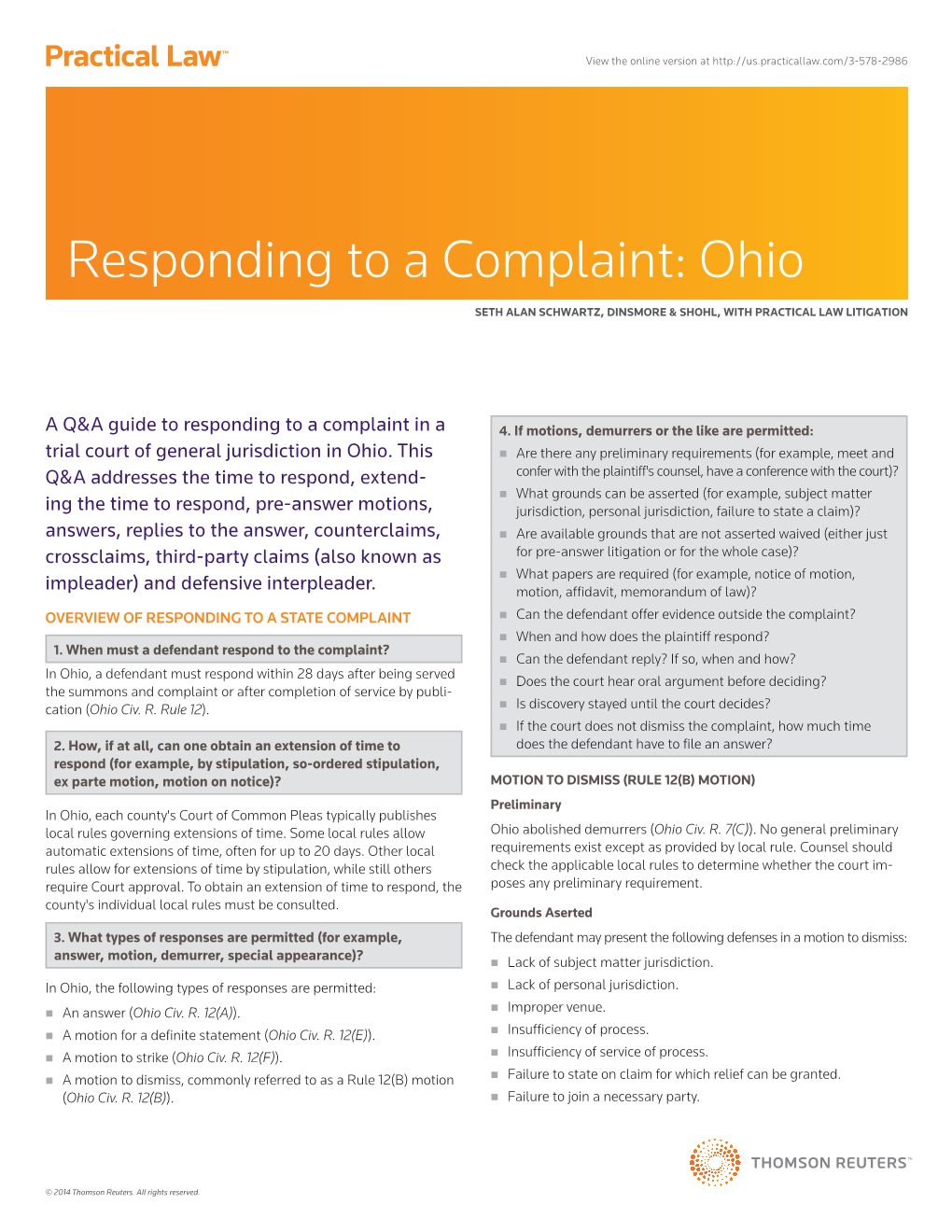 Responding to a Complaint: Ohio