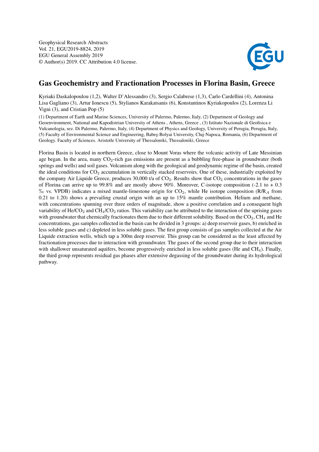 Gas Geochemistry and Fractionation Processes in Florina Basin, Greece