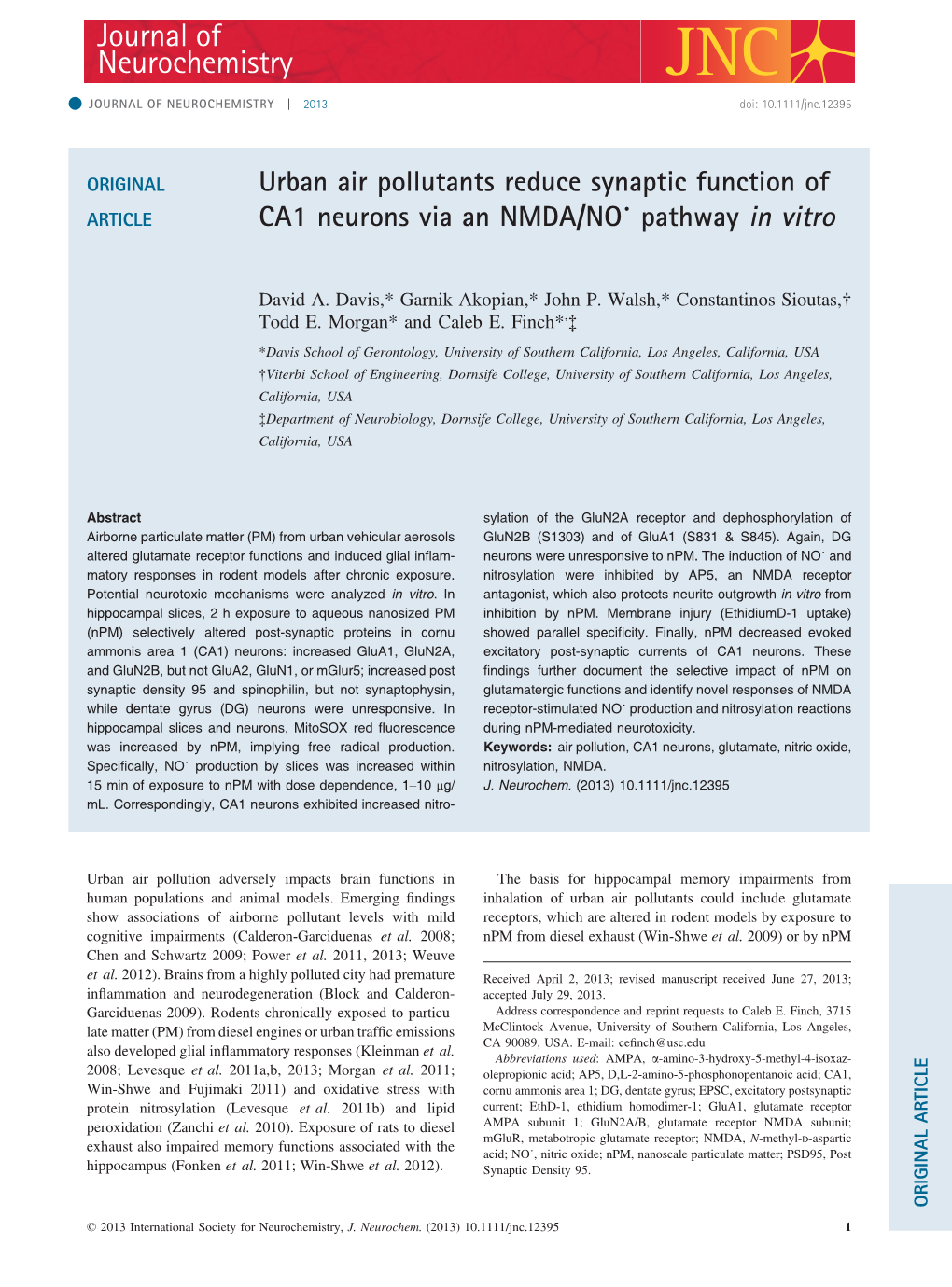 Urban Air Pollution Adversely Impacts Brain Functions in Human