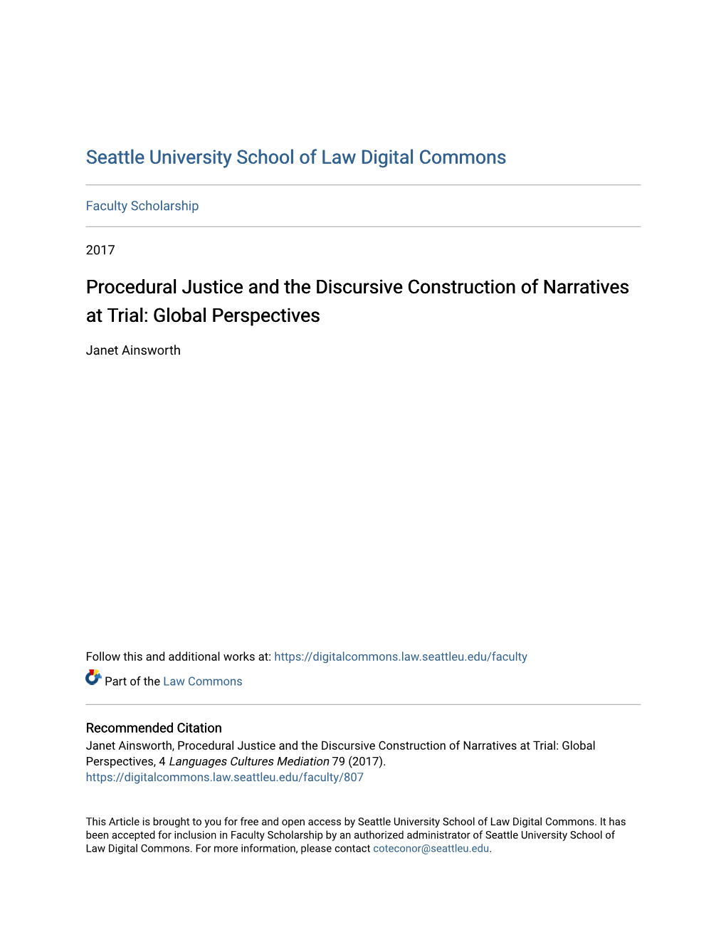 Procedural Justice and the Discursive Construction of Narratives at Trial: Global Perspectives