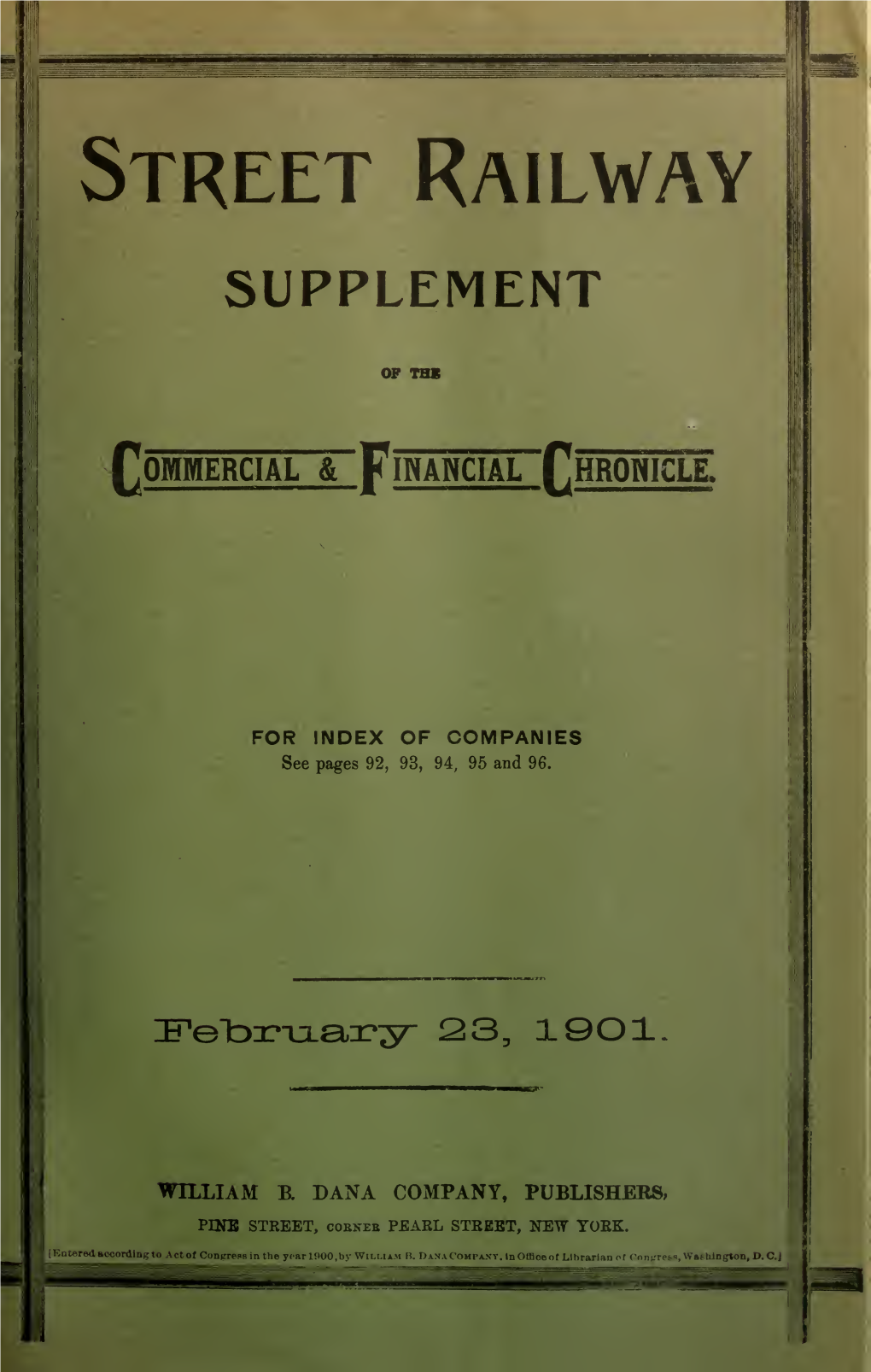 February 23, 1901: Street Railway Supplement, Vol. 72, No. 1861