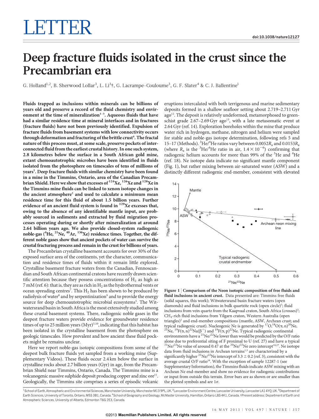 Deep Fracture Fluids Isolated in the Crust Since the Precambrian Era