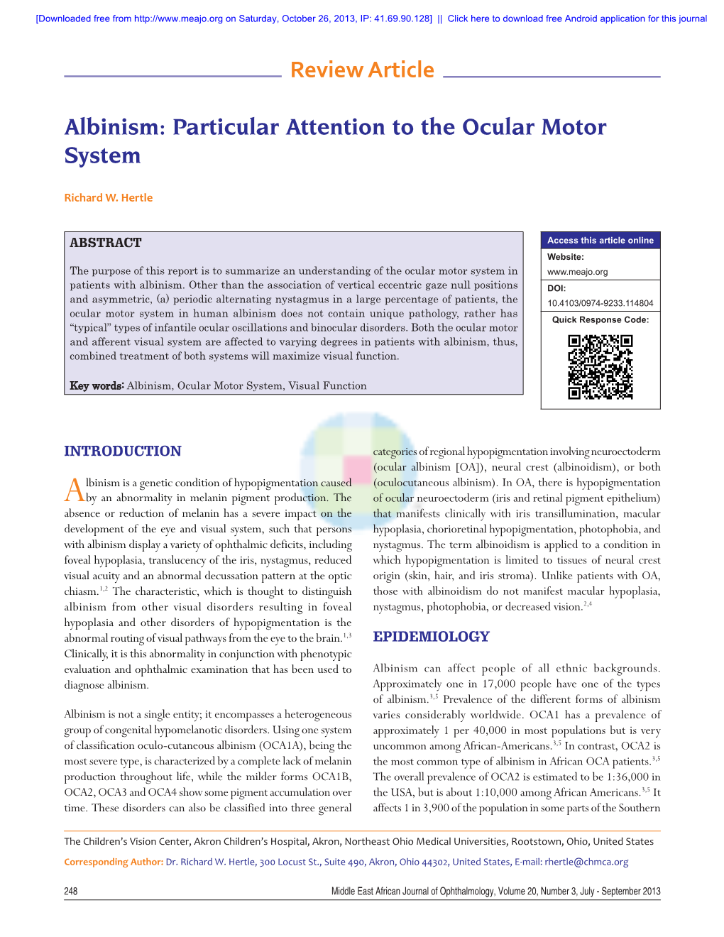 Review Article Albinism