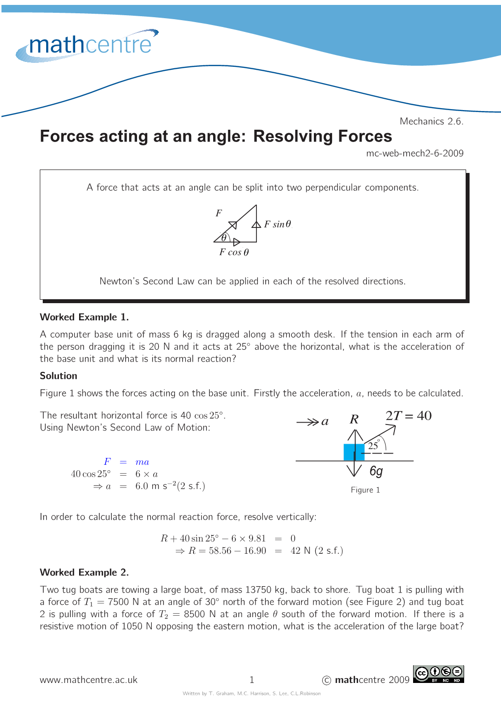 Forces Acting at an Angle: Resolving Forces Mc-Web-Mech2-6-2009