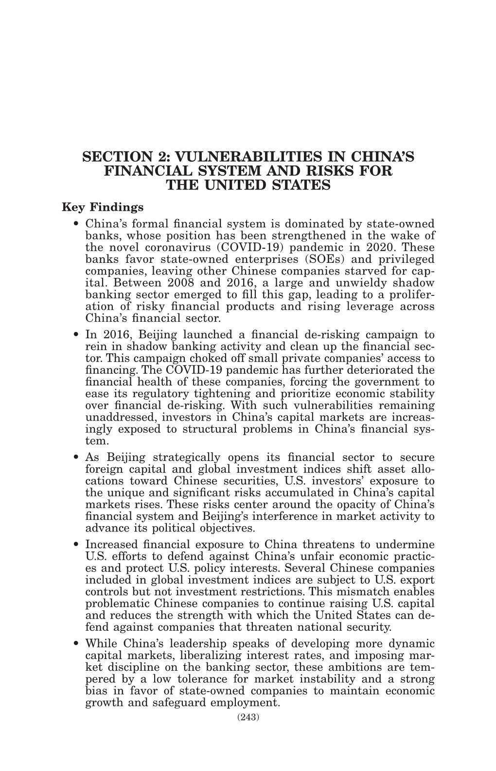 Vulnerabilities in China's Financial System and Risks for the United