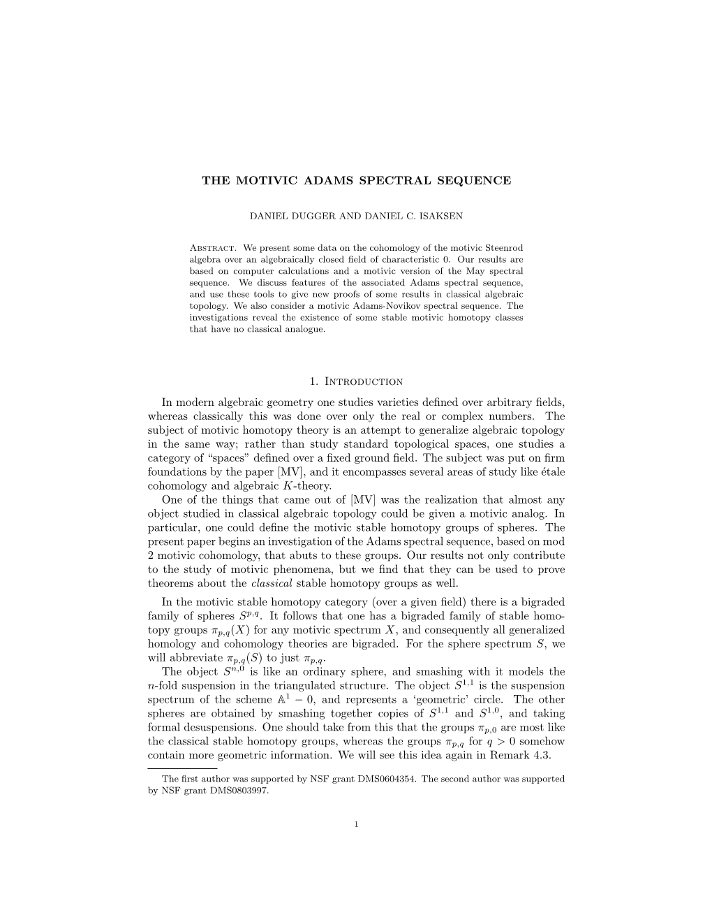 The Motivic Adams Spectral Sequence