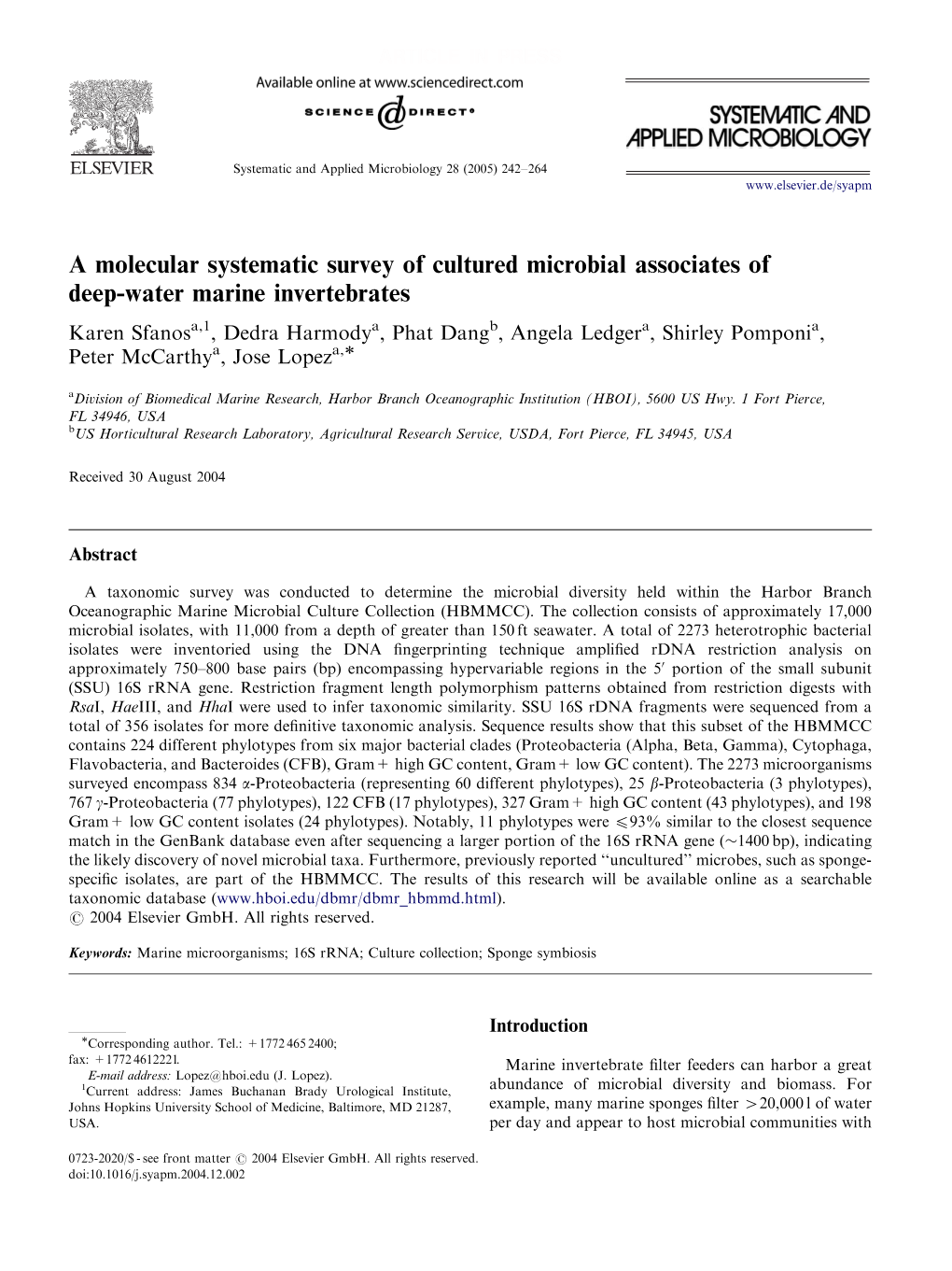 A Molecular Systematic Survey of Cultured Microbial