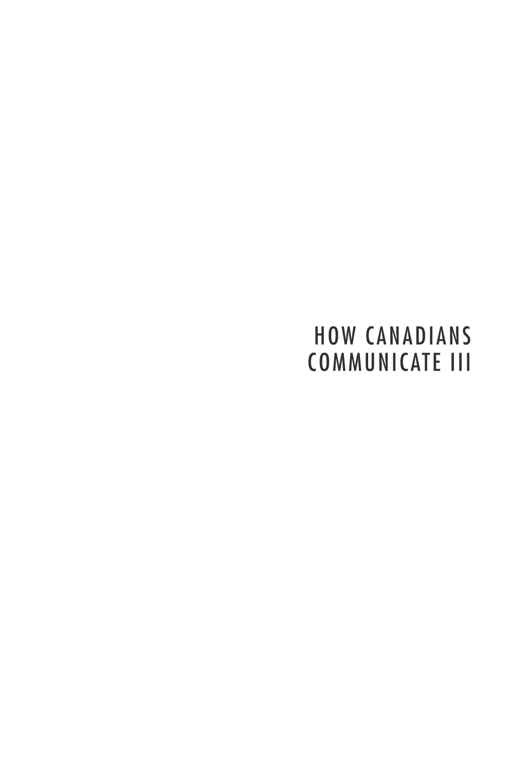 How Canadians Communicate III: Contexts of Canadian Popular Culture