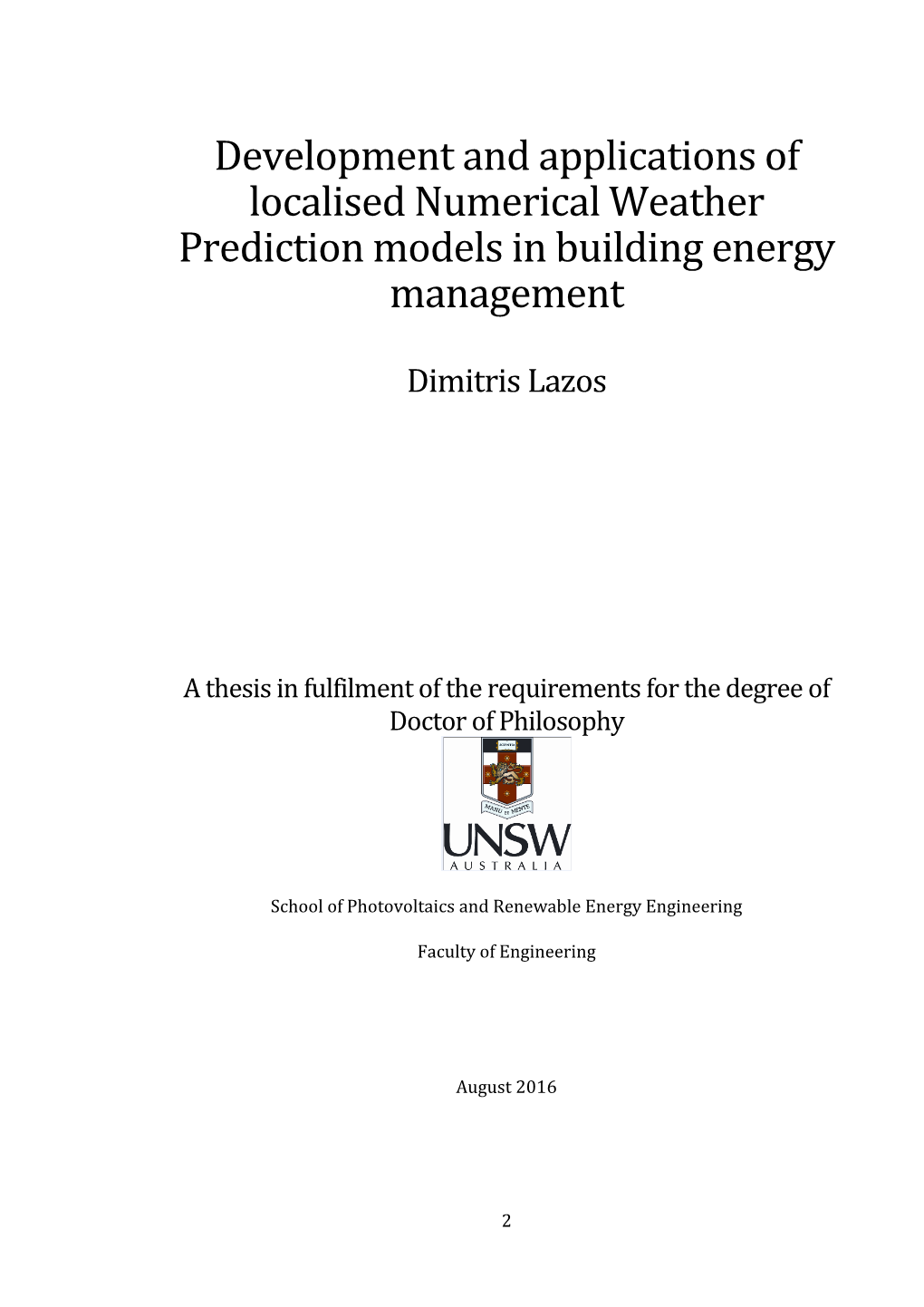 Development and Applications of Localised Numerical Weather Prediction Models in Building Energy Management