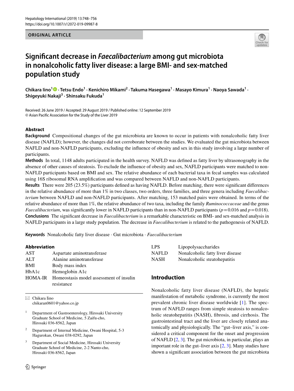 Significant Decrease in Faecalibacterium Among Gut