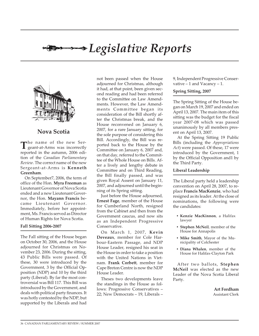 Legislative Reports