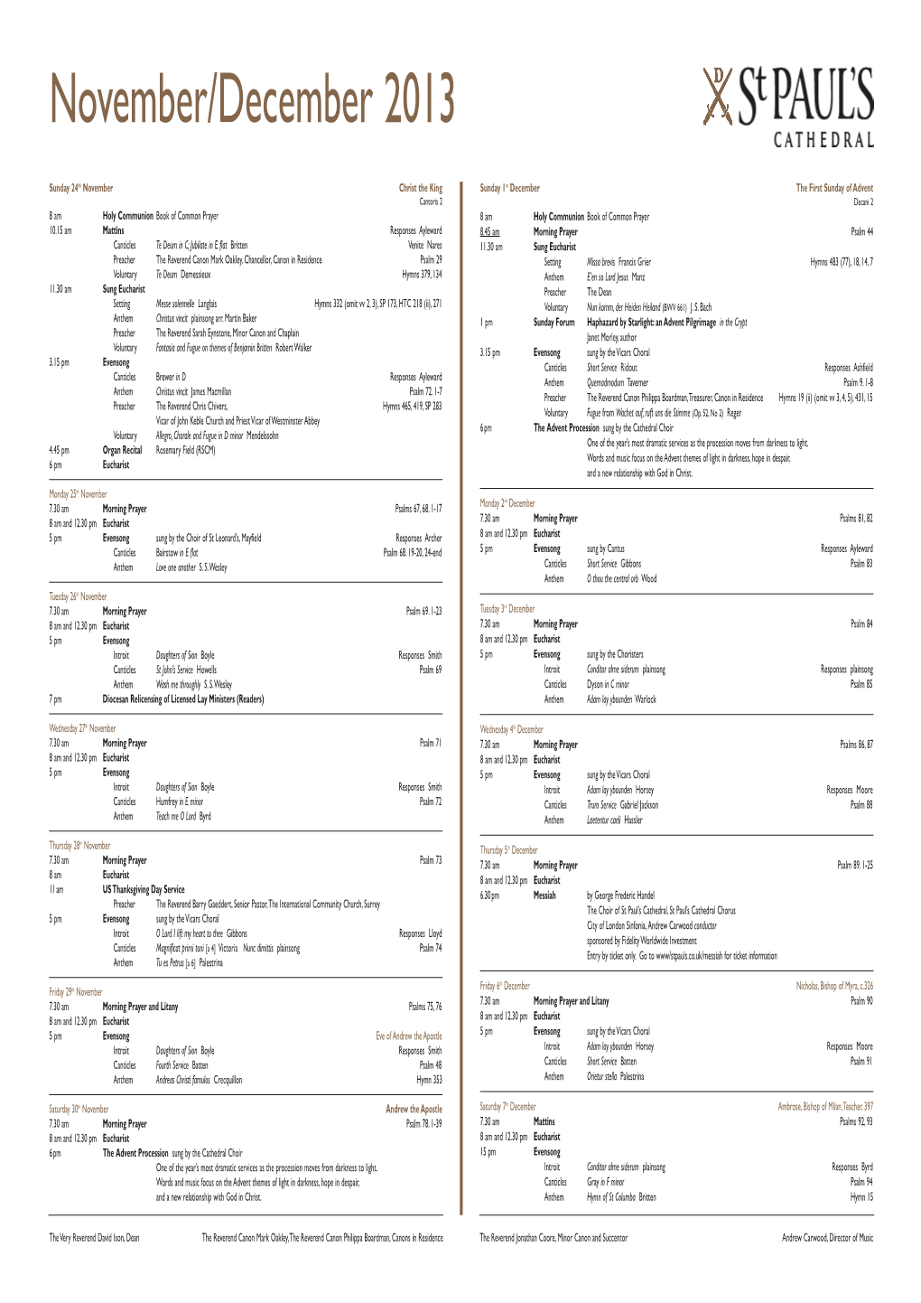 Service Schedule 24 November 2013