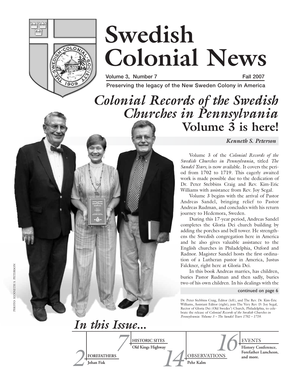 SCS News Fall 2007, Volume 3, Number 7