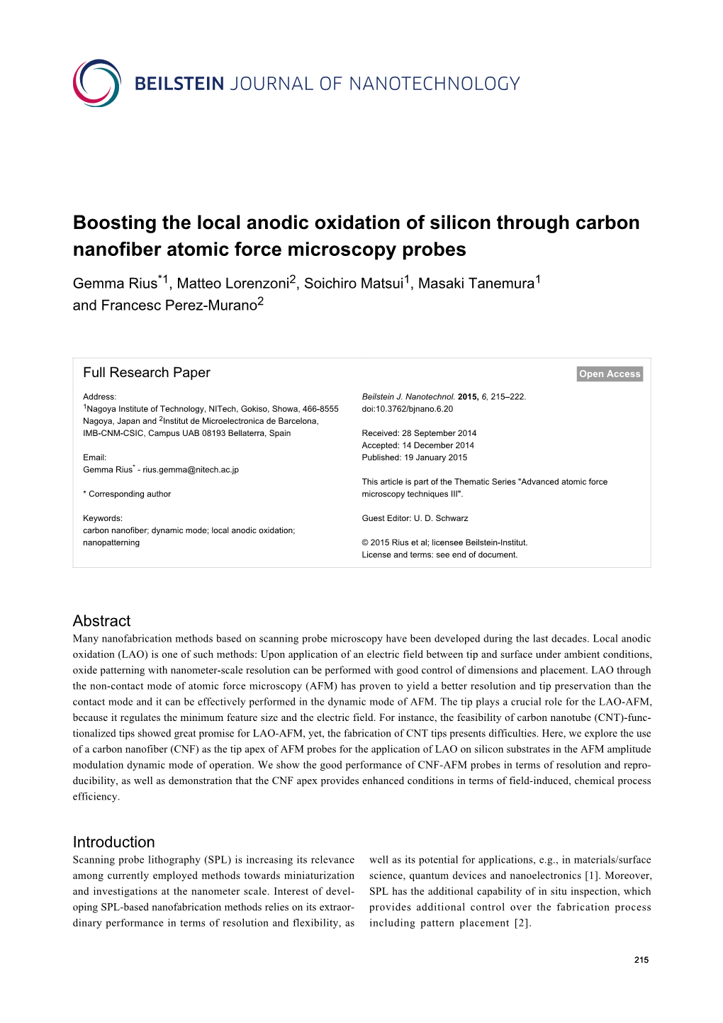 Boosting the Local Anodic Oxidation of Silicon Through Carbon Nanofiber Atomic Force Microscopy Probes