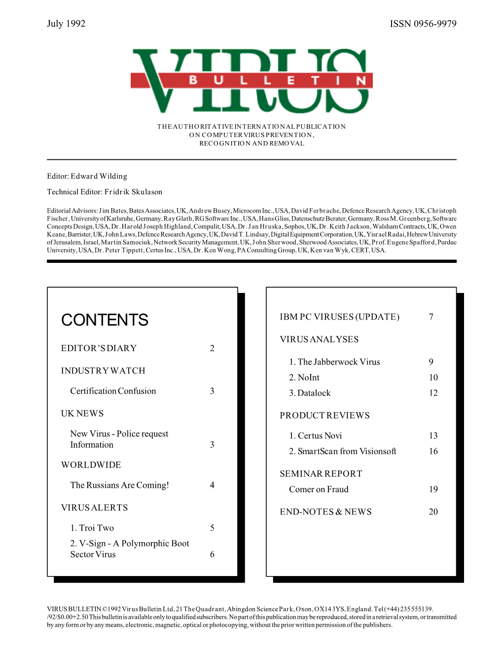 Virus Bulletin, July 1992