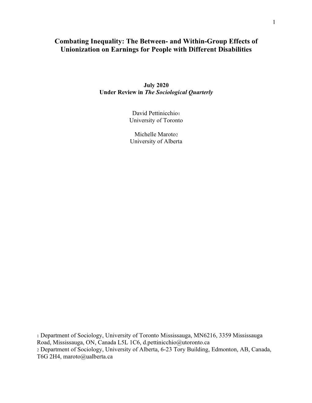 Combating Inequality: the Between- and Within-Group Effects of Unionization on Earnings for People with Different Disabilities