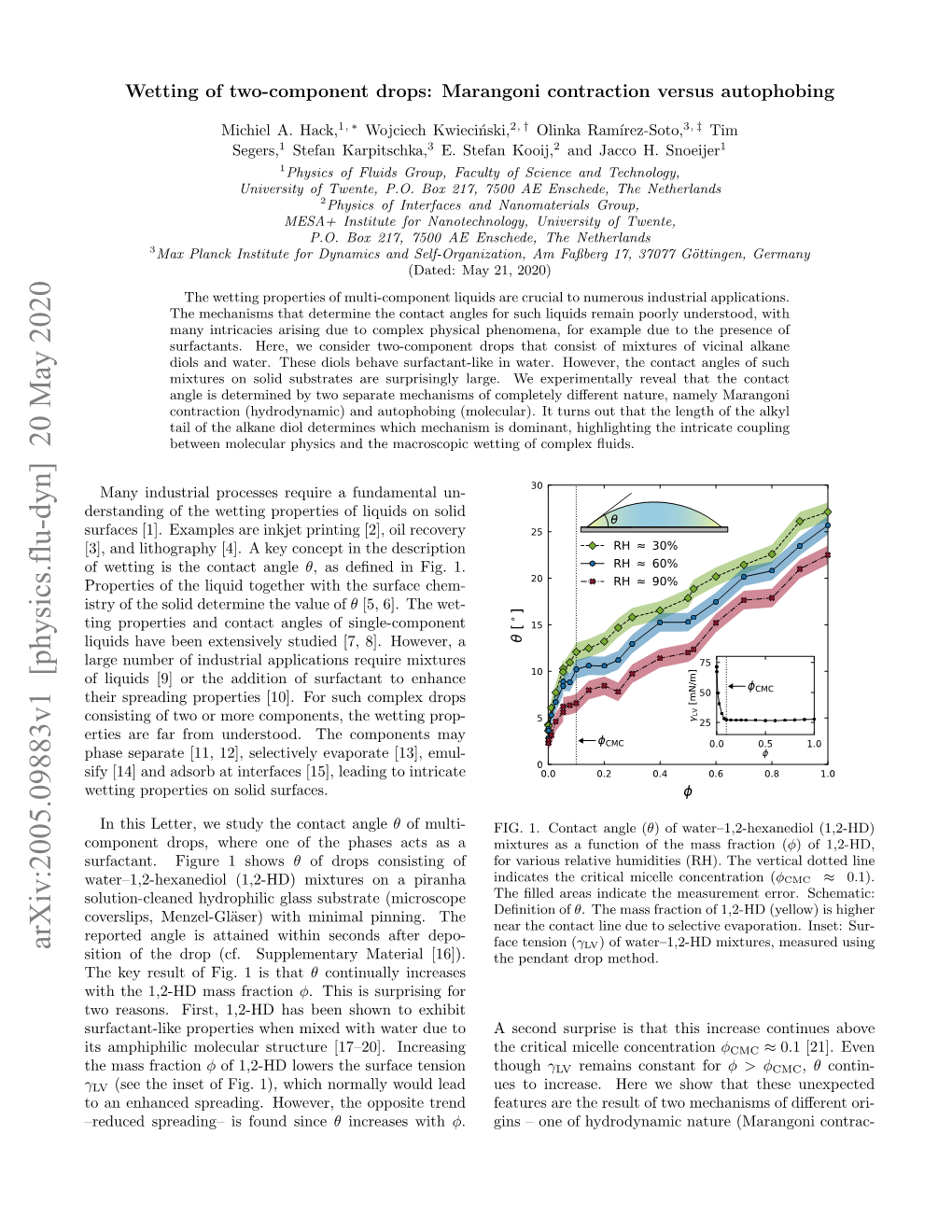 Wetting of Two-Component Drops: Marangoni Contraction Versus Autophobing